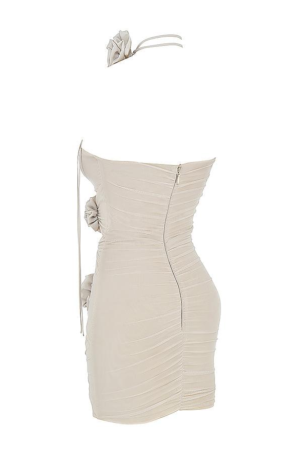 Floria | Mini jurk verfraaid met delicate mistbloemen-Zomer Jurken-Calora-XS-Calora
