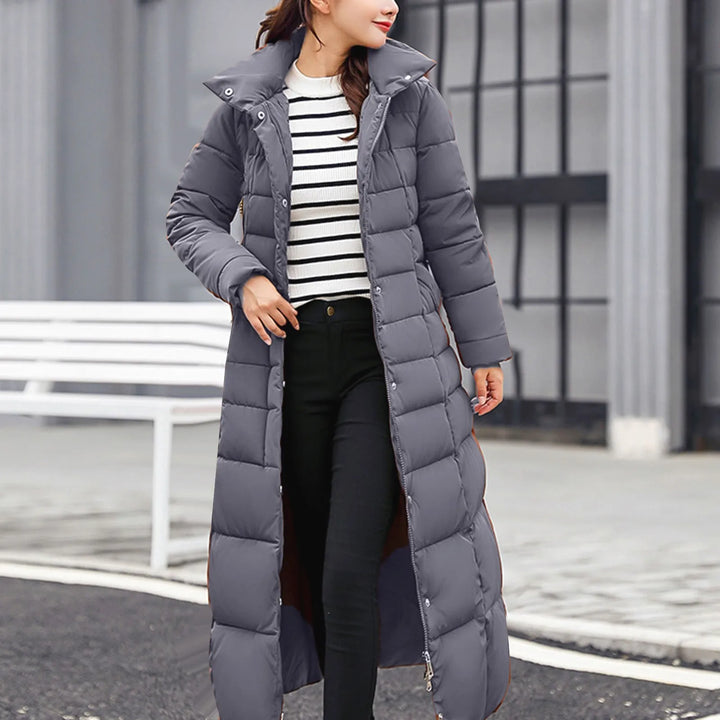Floriane | Lange winterparka met rits voor dames-Zomer Jassen-Calora-Grijs-M-Calora