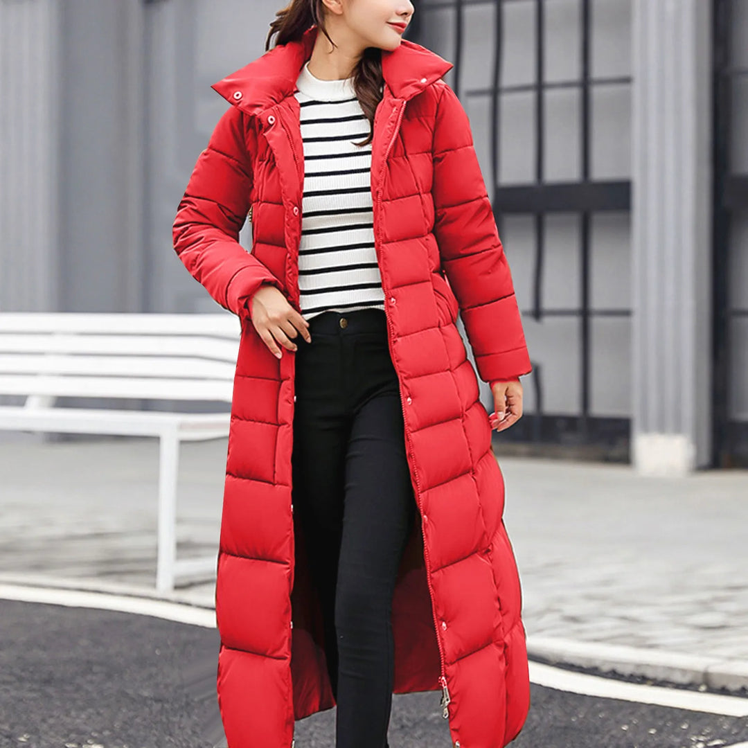 Floriane | Lange winterparka met rits voor dames-Zomer Jassen-Calora-Rood-M-Calora