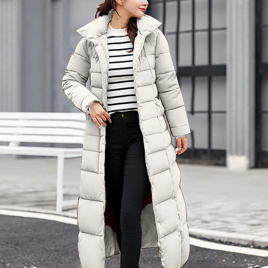 Floriane | Lange winterparka met rits voor dames-Zomer Jassen-Calora-Wit-M-Calora