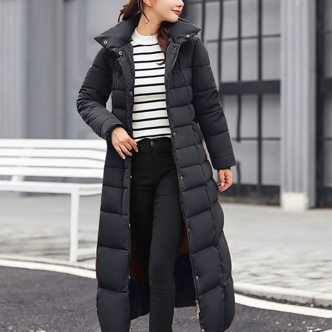 Floriane | Lange winterparka met rits voor dames-Zomer Jassen-Calora-Zwart-M-Calora