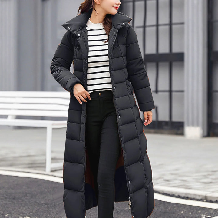 Floriane | Lange winterparka met rits voor dames-Zomer Jassen-Calora-Zwart-M-Calora