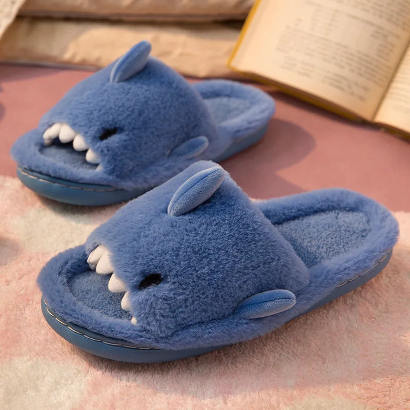Fluffies | Winter Warme Pantoffels Plush Haai Slippers Dames Kinderen-Slippers-Calora-Blauw-36-37 (22.5-23cm)-Calora
