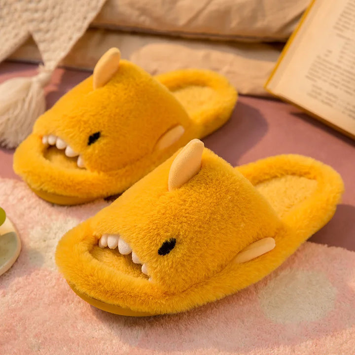 Fluffies | Winter Warme Pantoffels Plush Haai Slippers Dames Kinderen-Slippers-Calora-Geel-36-37 (22.5-23cm)-Calora