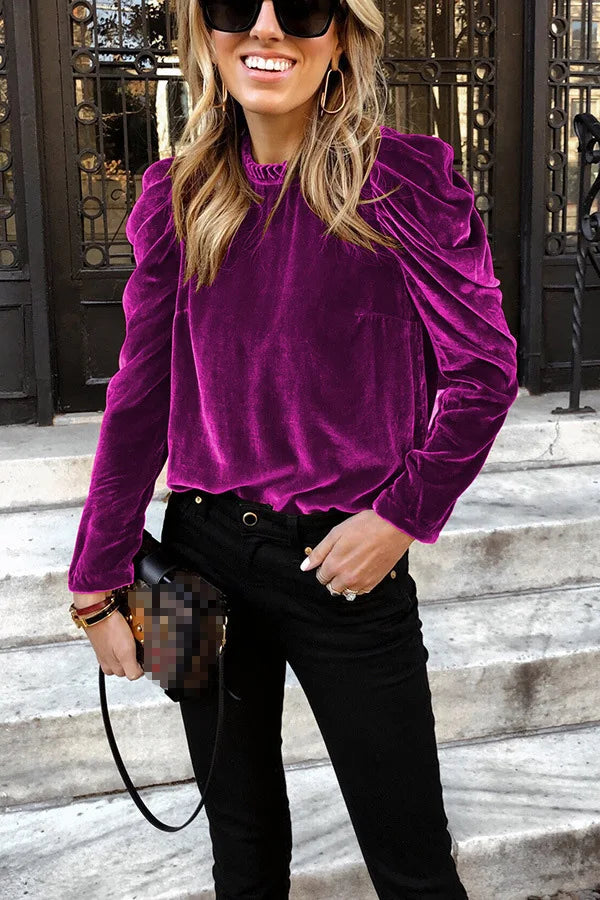 Fluwelen bubbeltrui met lange mouwen-Blazers & Vesten-Calora-Rozerood-S-Calora