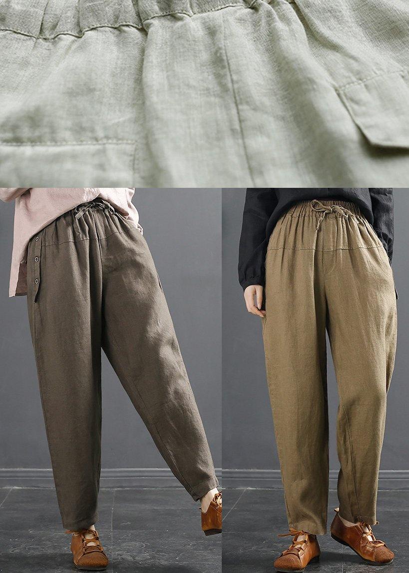 Franse Lente Wijde Pijpen Broek met Elastische Taille-Wijde Broeken-Calora-Beige-XL-Calora