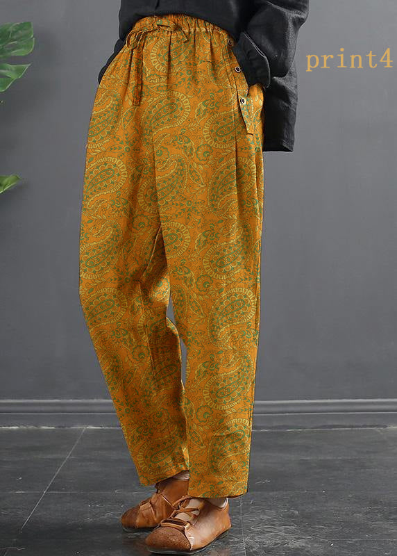 Franse Lente Wijde Pijpen Broek met Elastische Taille-Wijde Broeken-Calora-Print2-XL-Calora