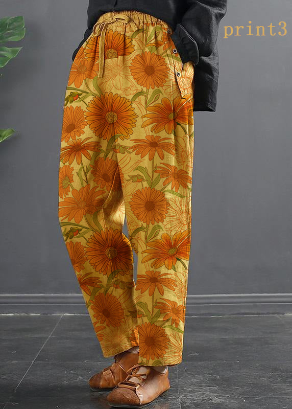 Franse Lente Wijde Pijpen Broek met Elastische Taille-Wijde Broeken-Calora-Print3-XL-Calora
