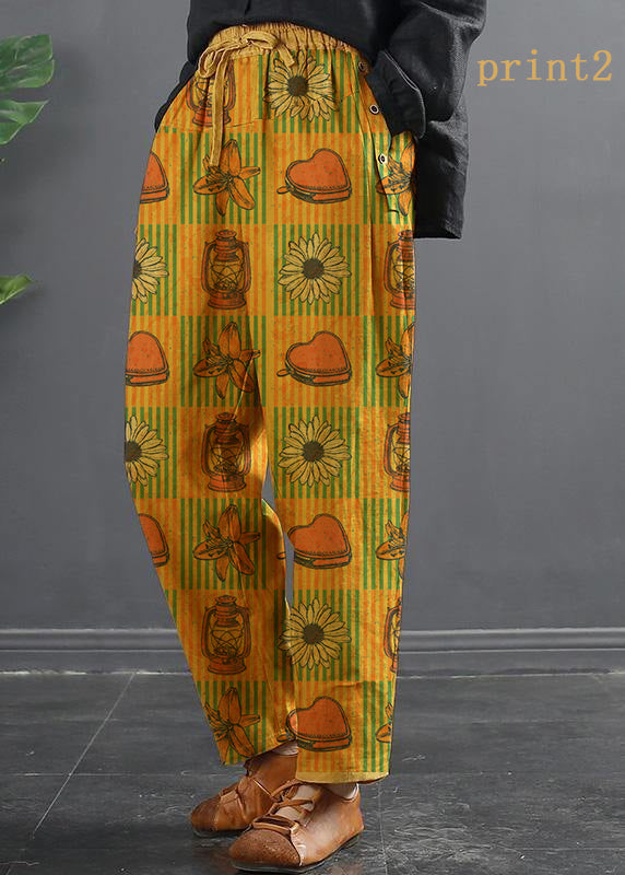Franse Lente Wijde Pijpen Broek met Elastische Taille-Wijde Broeken-Calora-Print4-XL-Calora