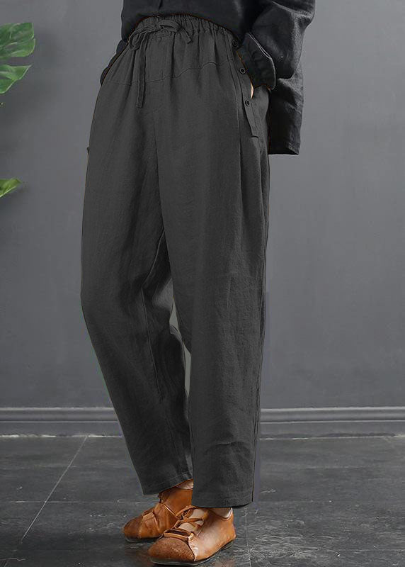 Franse Lente Wijde Pijpen Broek met Elastische Taille-Wijde Broeken-Calora-Zwart-XL-Calora