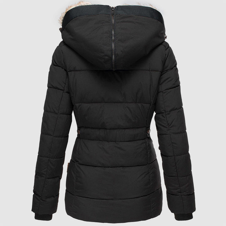 Frederique | Winterjas voor dames met capuchon en rits, bontkraag-Zomer Jassen-Calora-Rood-S-Calora