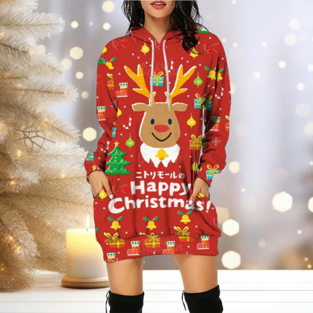 Frosty | Feestelijke en vrolijke Kersttrui Capuchon-Sweatshirts-Calora-Oranje-S-Calora