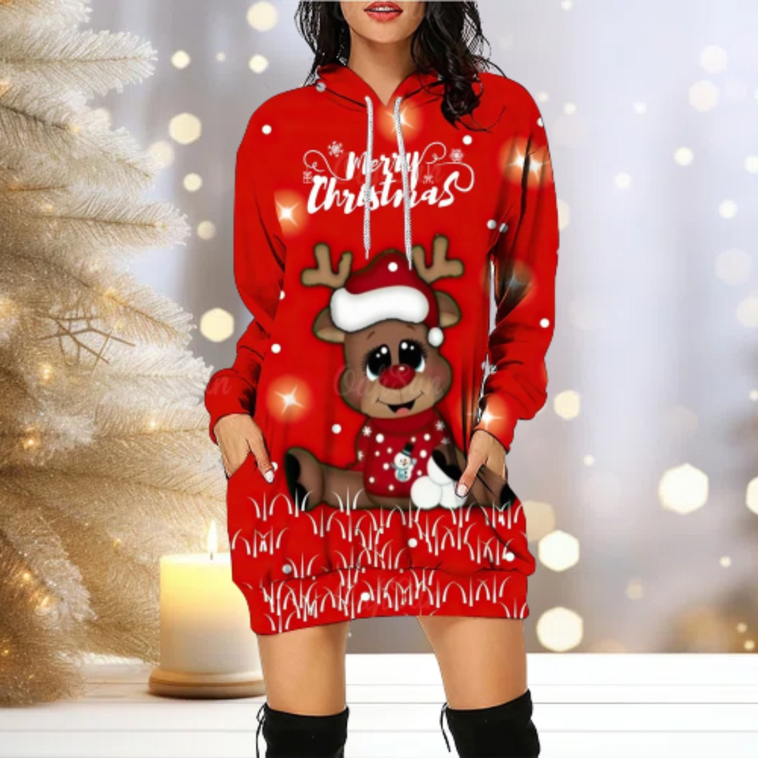 Frosty | Feestelijke en vrolijke Kersttrui Capuchon-Sweatshirts-Calora-Zwart-S-Calora