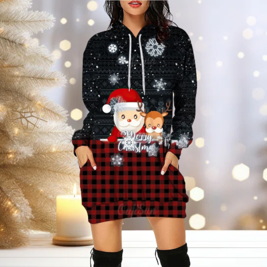 Frosty | Feestelijke en vrolijke Kersttrui Capuchon-Sweatshirts-Calora-Zwart Xmas-S-Calora