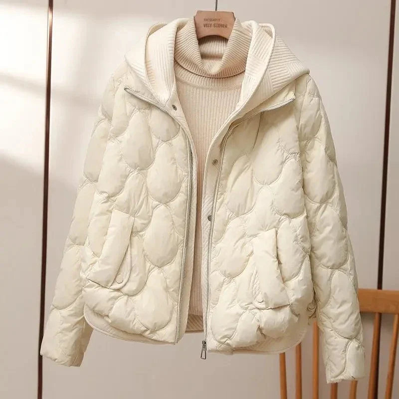 Froukje | Winterjas met capuchon en gewatteerde parka voor dames-Zomer Jassen-Calora-Beige-S-Calora