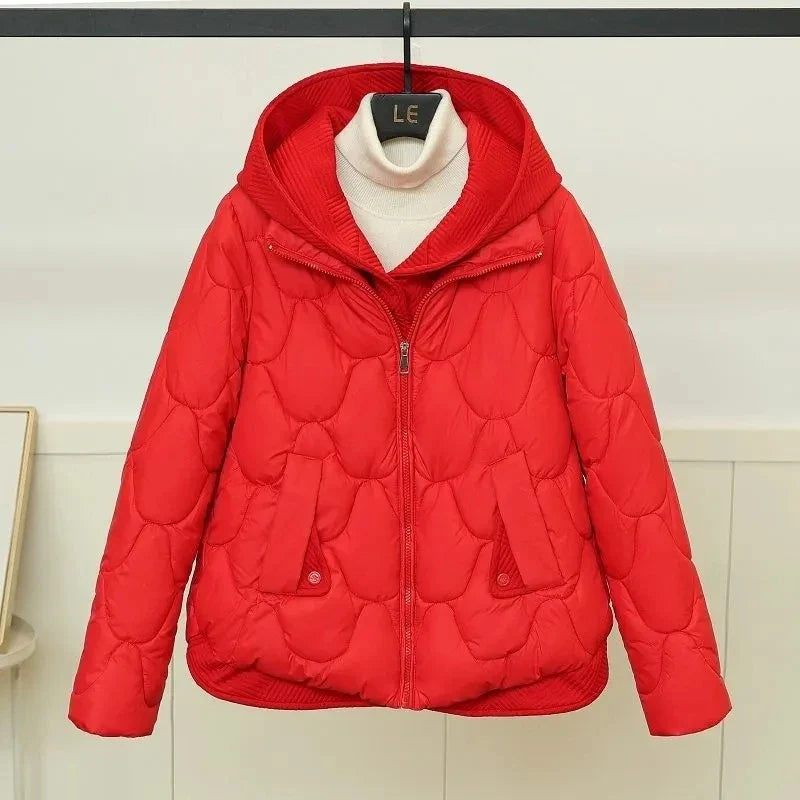 Froukje | Winterjas met capuchon en gewatteerde parka voor dames-Zomer Jassen-Calora-Rood-S-Calora