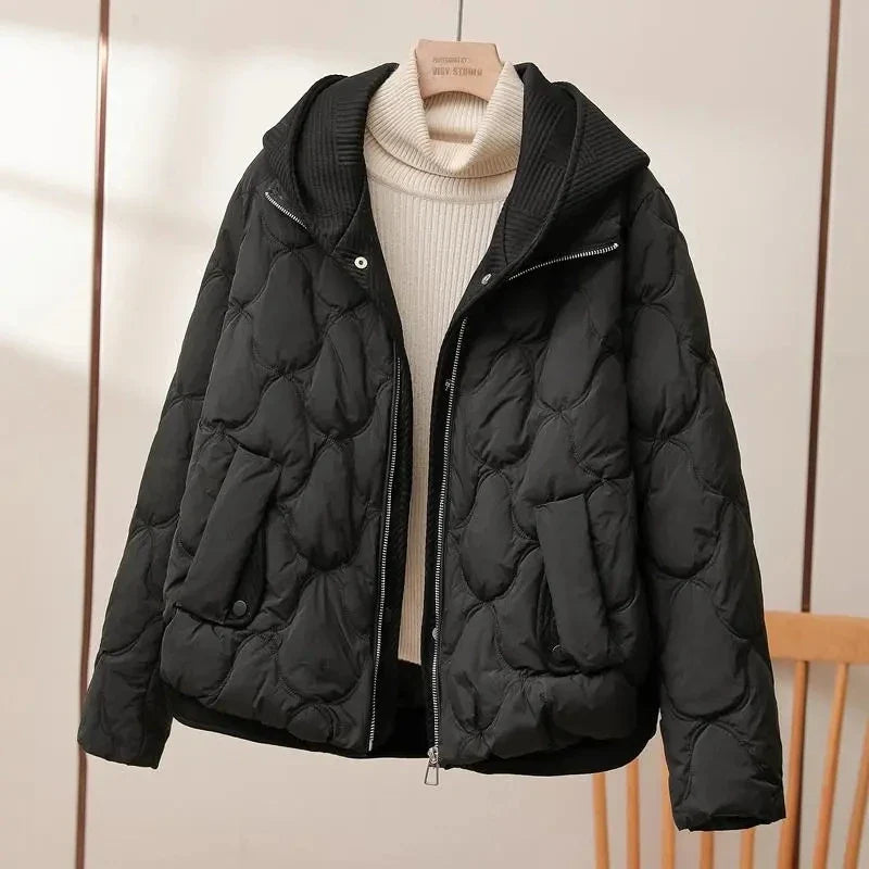 Froukje | Winterjas met capuchon en gewatteerde parka voor dames-Zomer Jassen-Calora-Zwart-S-Calora