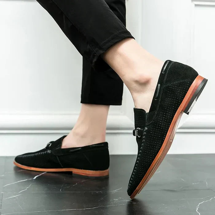 Gabriel | Stijlvolle Loafers met Gesp Detail en stiksels-Loafers-Calora-Groen-39-Calora