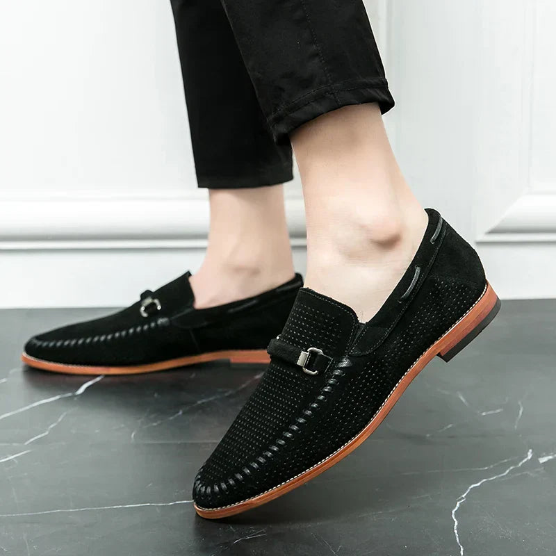 Gabriel | Stijlvolle Loafers met Gesp Detail en stiksels-Loafers-Calora-Groen-39-Calora