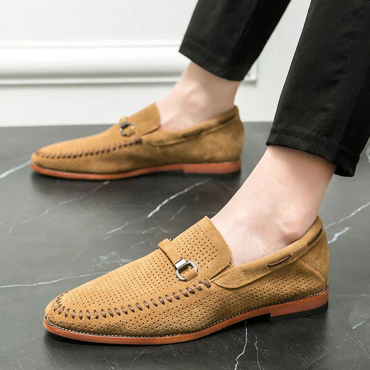Gabriel | Stijlvolle Loafers met Gesp Detail en stiksels-Loafers-Calora-Groen-39-Calora