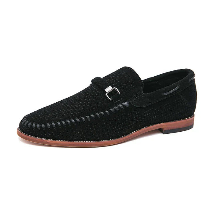 Gabriel | Stijlvolle Loafers met Gesp Detail en stiksels-Loafers-Calora-Groen-39-Calora