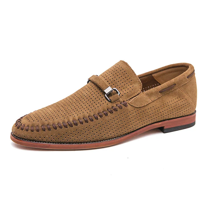 Gabriel | Stijlvolle Loafers met Gesp Detail en stiksels-Loafers-Calora-Groen-39-Calora