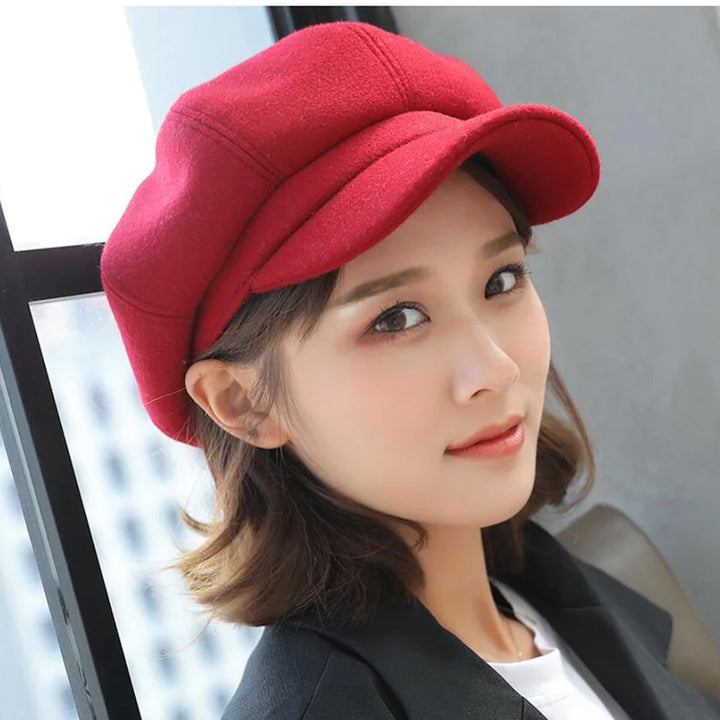 Gatsby Hoed | Elegante Vrouwen Newsboy Cap voor Elk Seizoen-Petten-Calora-Rood-Calora