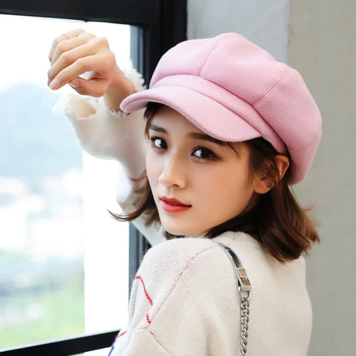 Gatsby Hoed | Elegante Vrouwen Newsboy Cap voor Elk Seizoen-Petten-Calora-Roze-Calora