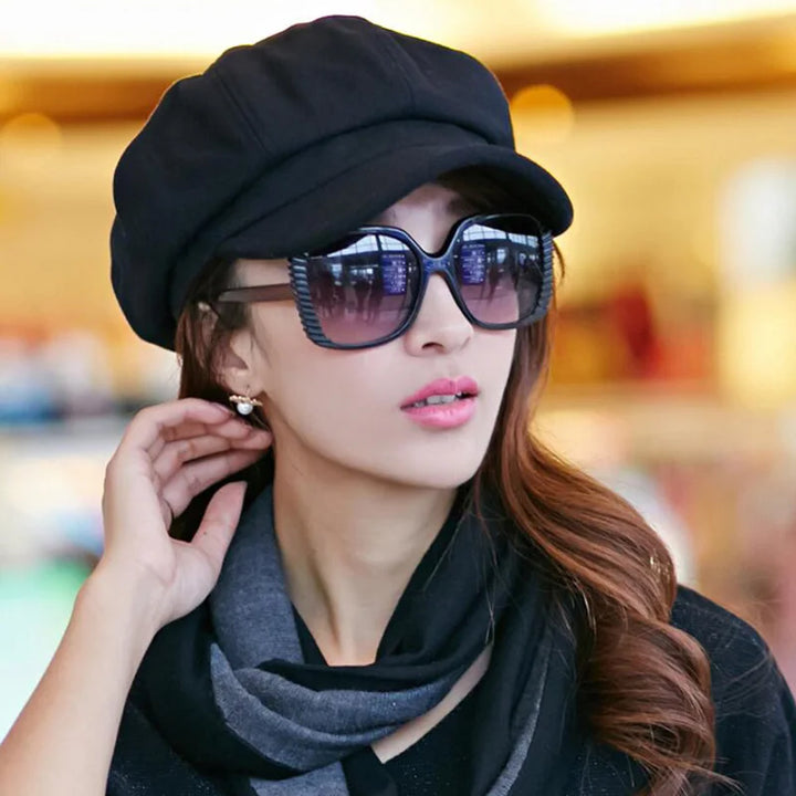 Gatsby Hoed | Elegante Vrouwen Newsboy Cap voor Elk Seizoen-Petten-Calora-Zwart-Calora