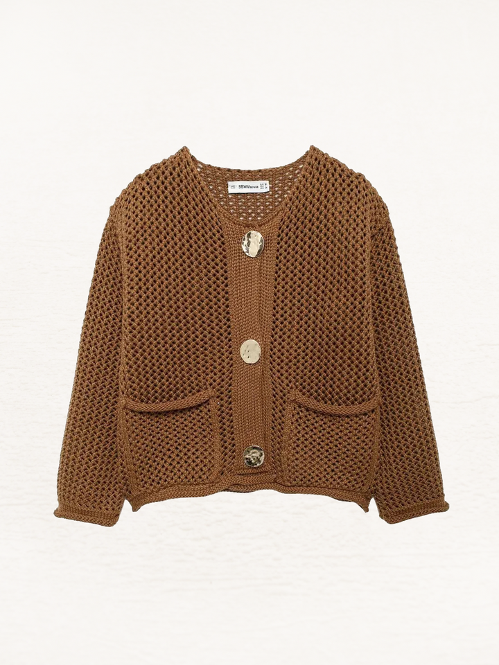 CALORA_ Gebreid Vest Met Metallic Knopen Voor Dames Warm Vest