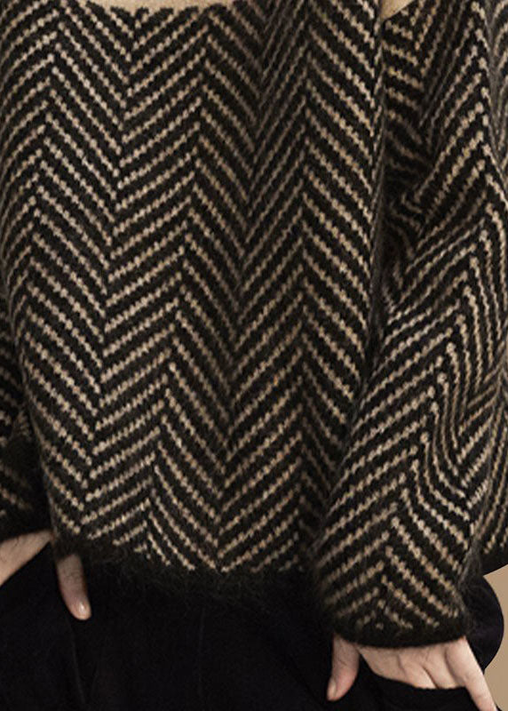 Gebreide Warme winter Sweater met col-Blazers & Vesten-Calora-Khaki-S-Calora
