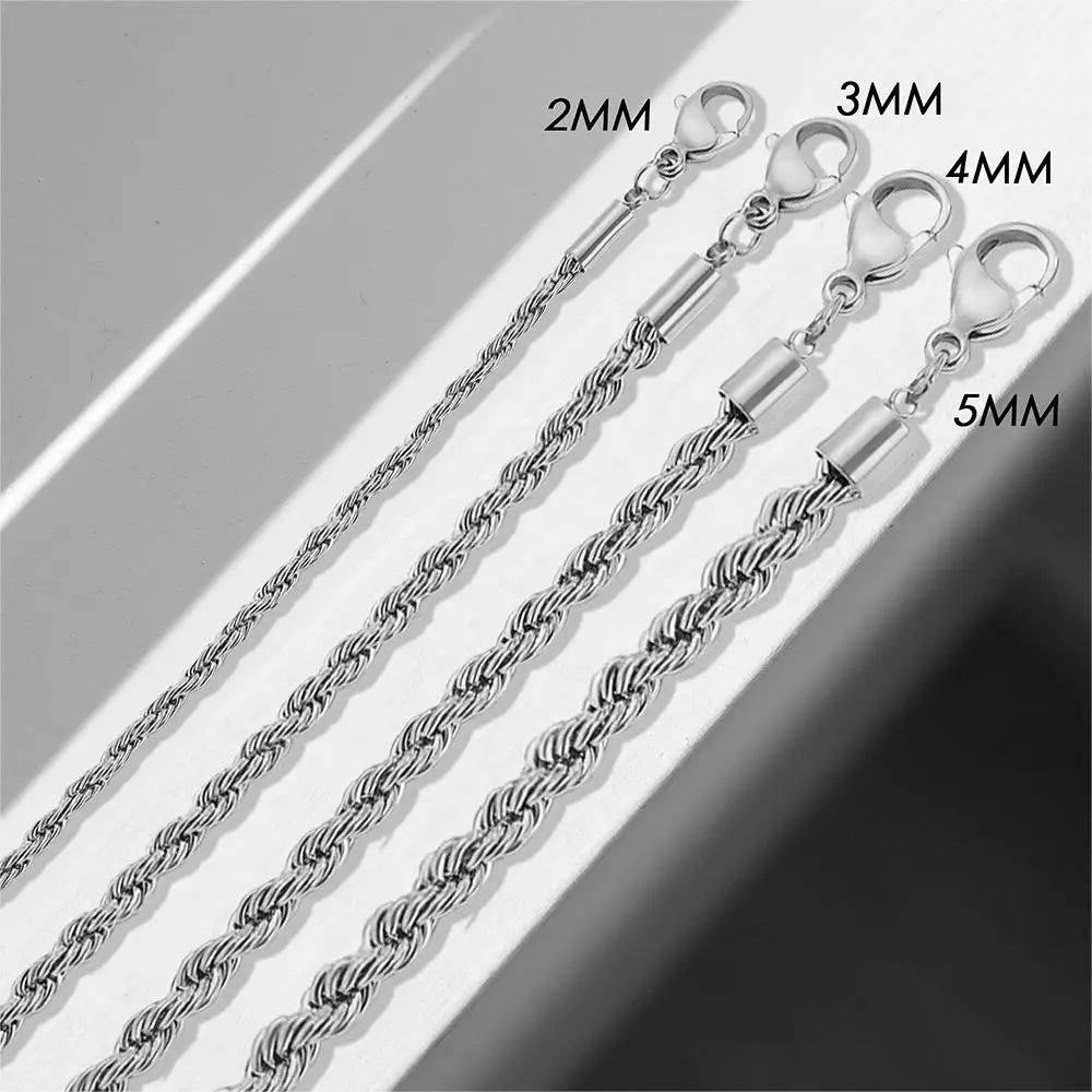 Gedraaide Touwketting Armband Roestvrij Staal - Zilver-Armbanden-Calora-3MM - 19CM-Calora