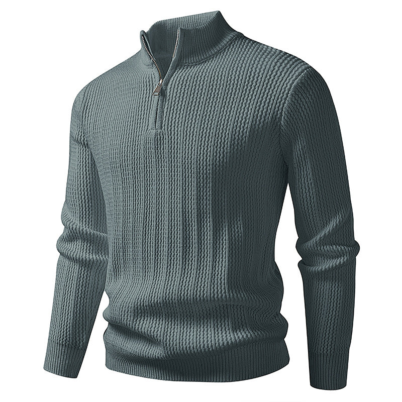 CALORA_ Geribte herentrui met halve rits