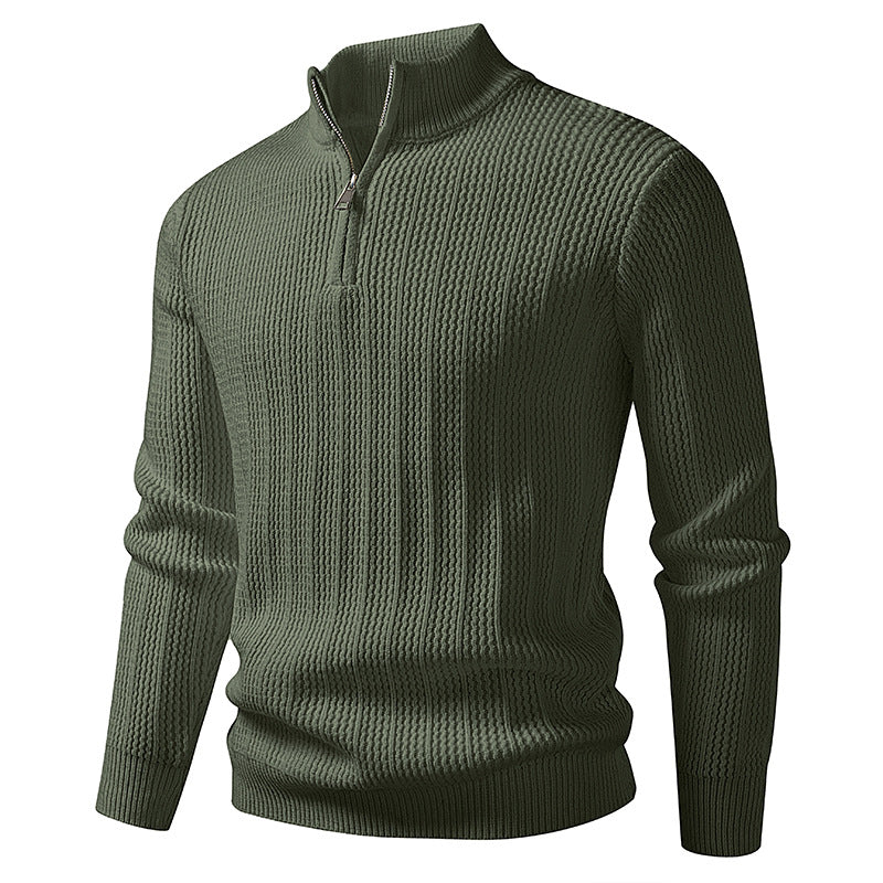 CALORA_ Geribte herentrui met halve rits