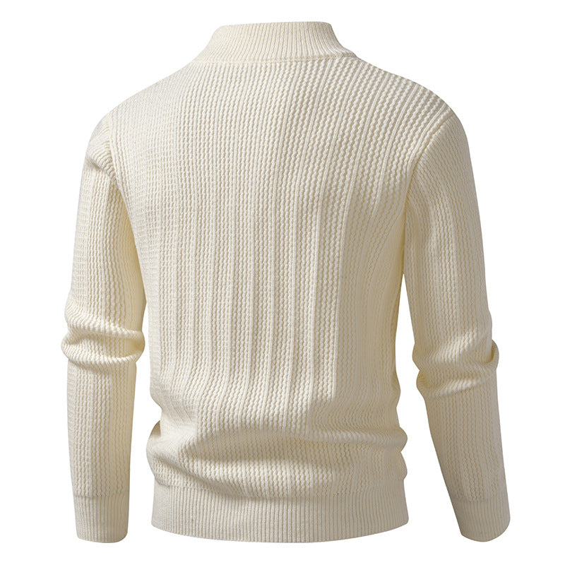 CALORA_ Geribte herentrui met halve rits