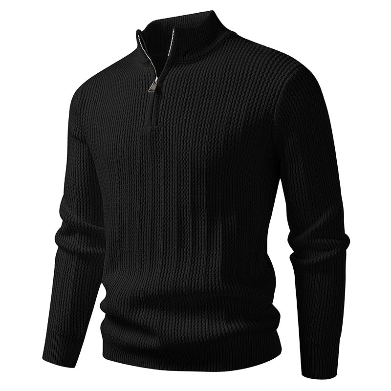 CALORA_ Geribte herentrui met halve rits