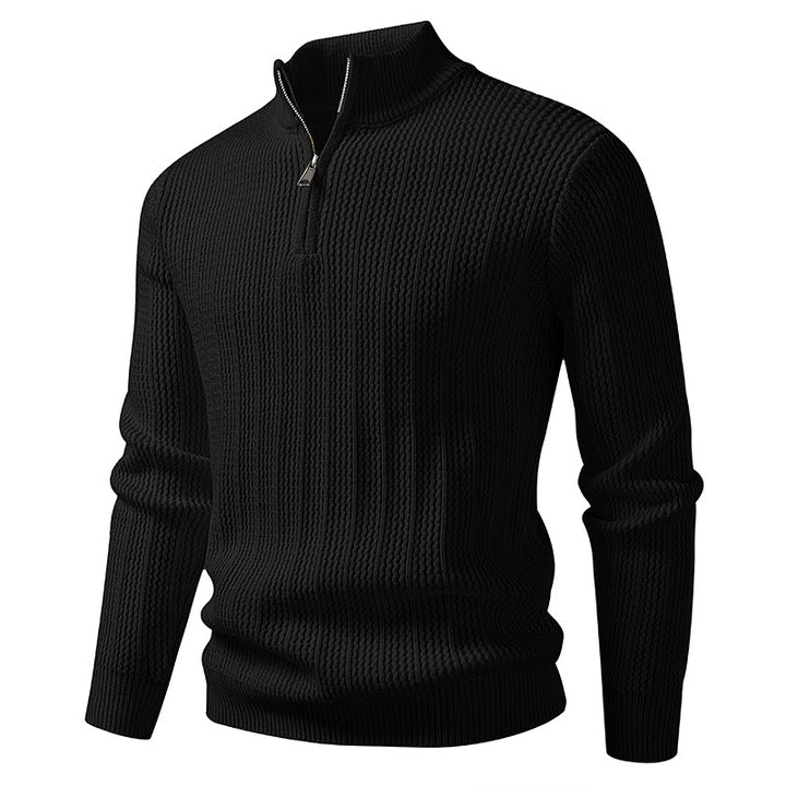 CALORA_ Geribte herentrui met halve rits