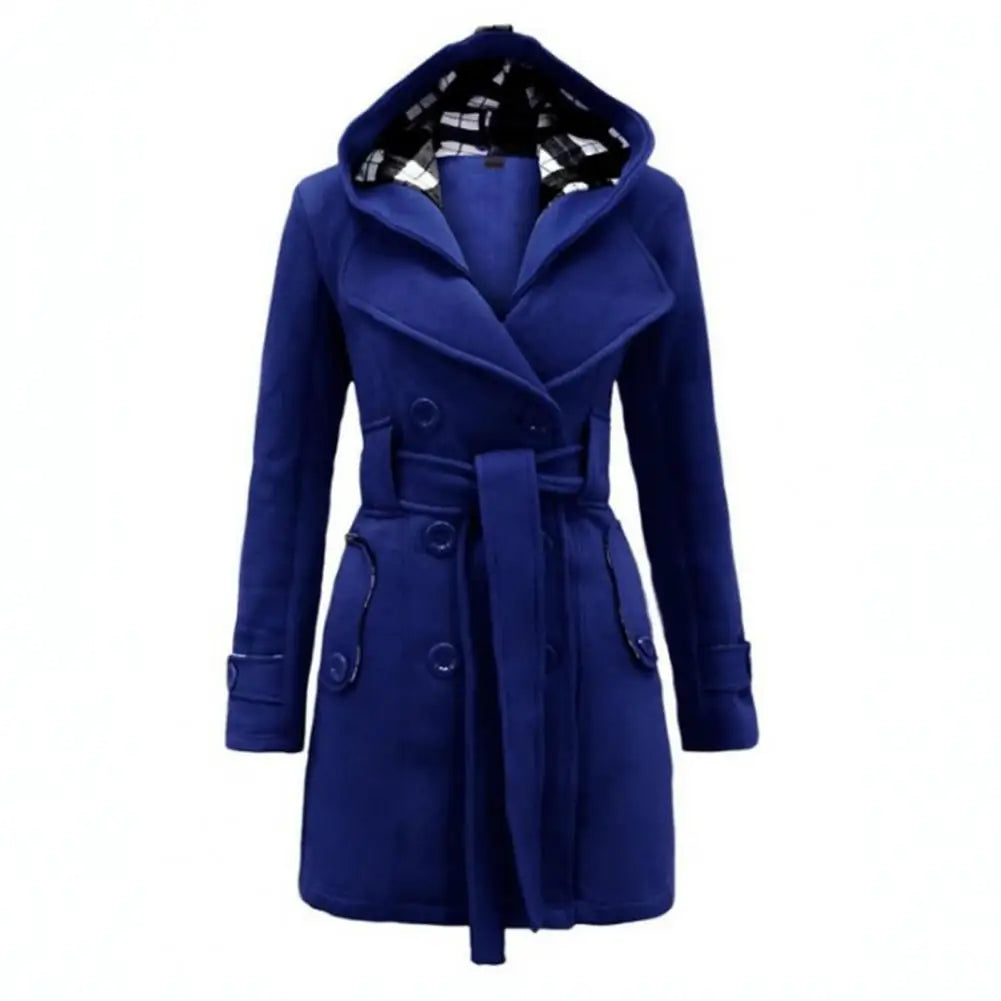 Geruite wollen overjas voor dames-Zomer Jassen-Calora-Blauw-S-Calora