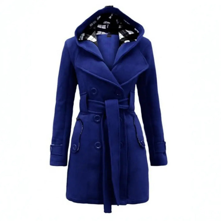 Geruite wollen overjas voor dames-Zomer Jassen-Calora-Blauw-S-Calora