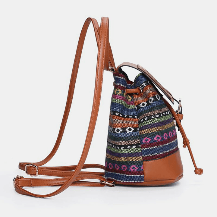 Gestikte Leren Rugzak en Schoudertas met Geometrisch Patroon-Handtassen-Calora-A - Breeze-Calora