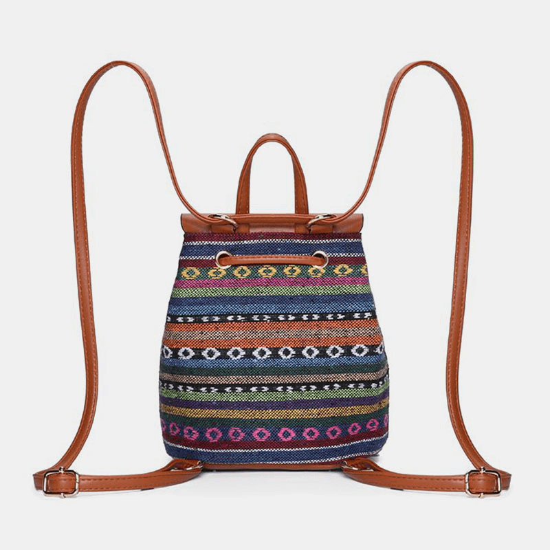 Gestikte Leren Rugzak en Schoudertas met Geometrisch Patroon-Handtassen-Calora-A - Breeze-Calora