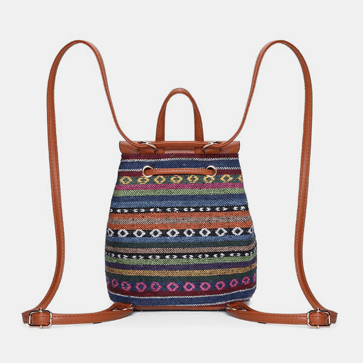 Gestikte Leren Rugzak en Schoudertas met Geometrisch Patroon-Handtassen-Calora-A - Breeze-Calora