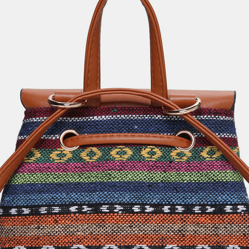 Gestikte Leren Rugzak en Schoudertas met Geometrisch Patroon-Handtassen-Calora-A - Breeze-Calora
