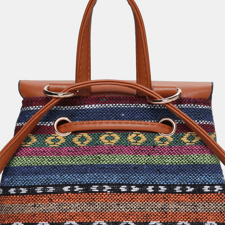 Gestikte Leren Rugzak en Schoudertas met Geometrisch Patroon-Handtassen-Calora-A - Breeze-Calora