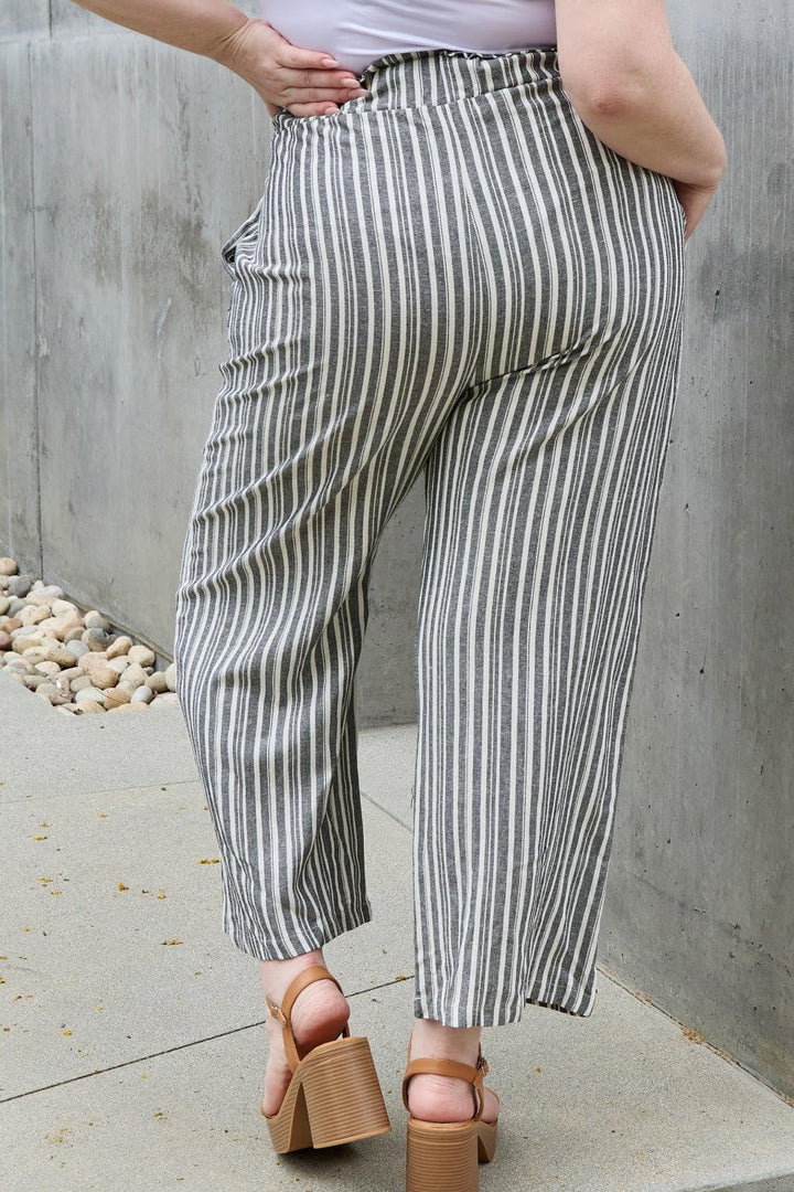 Gestreepte Culotte broek met paperbag taille-Wijde Broeken-Calora-S-Calora