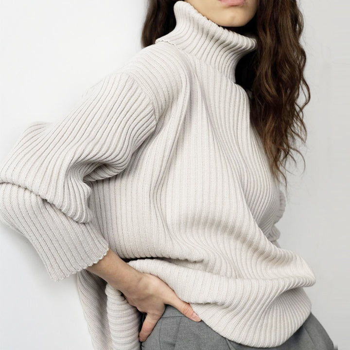 CALORA_ Gestreepte Midi Rok en Warme Coltrui Set voor Dames