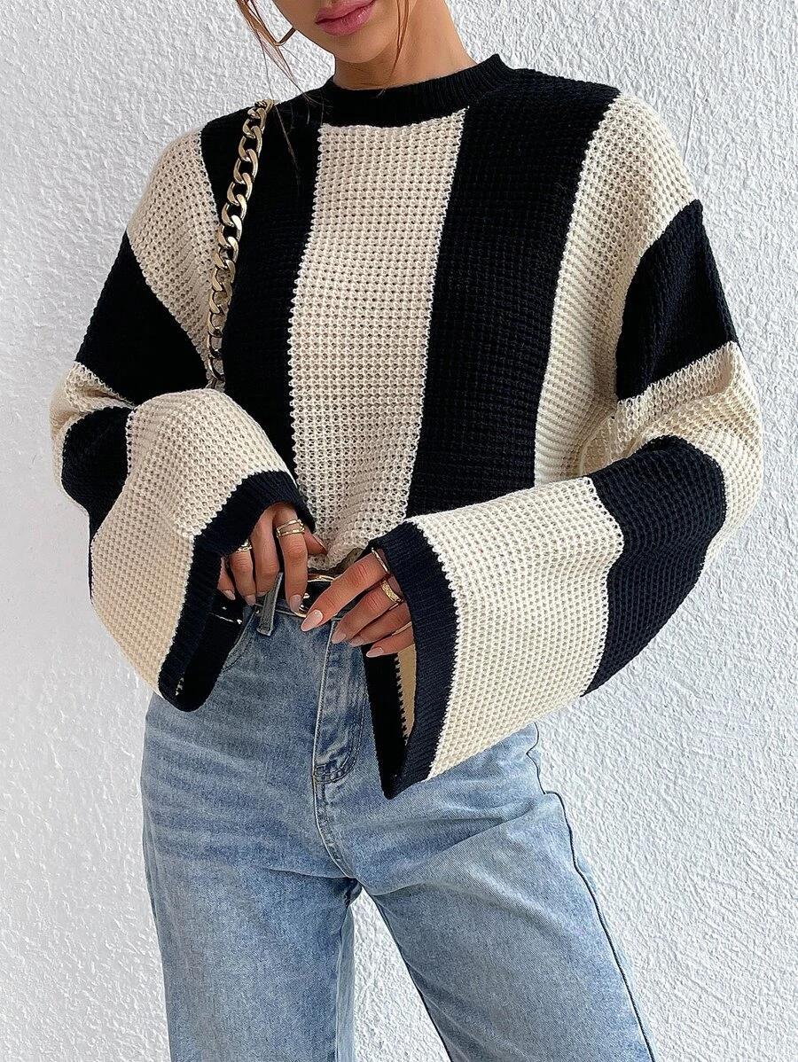 Gestreepte Trui met lange mouwen-Blazers & Vesten-Calora-Beige-S-Calora