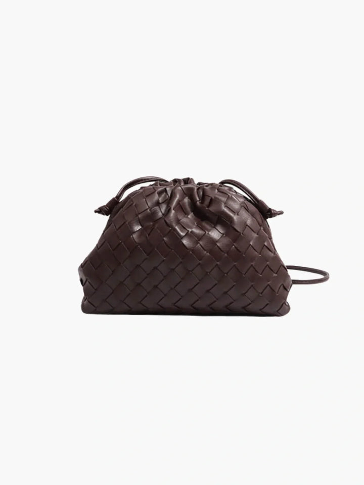 CALORA_ Gestreepte Vegan Leren Handtas Dames Met Koord Sluiting En Crossbody Band