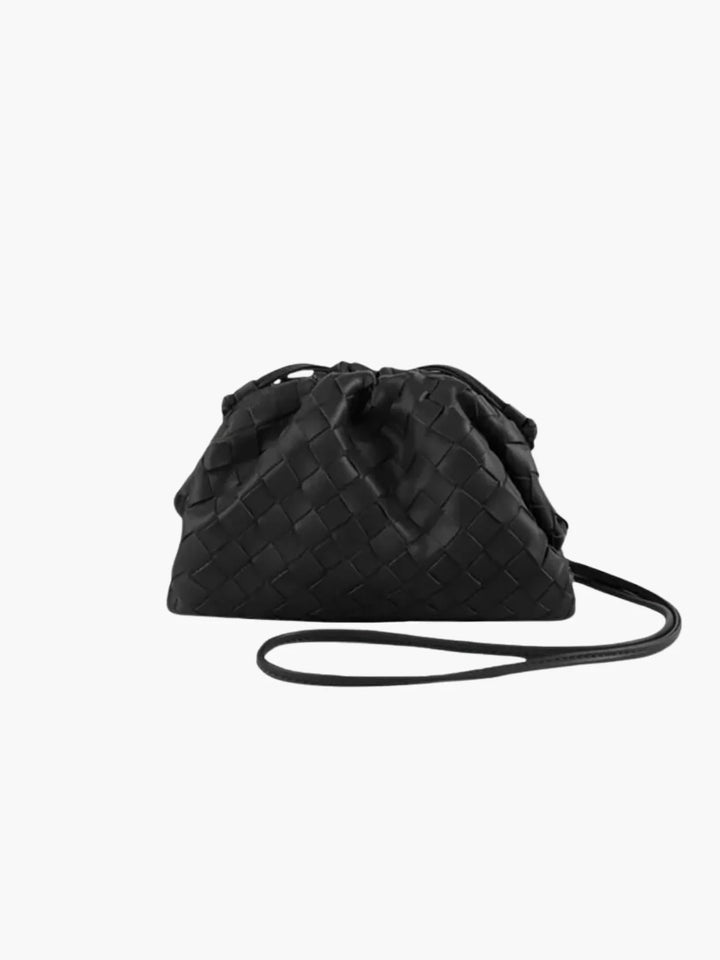 CALORA_ Gestreepte Vegan Leren Handtas Dames Met Koord Sluiting En Crossbody Band