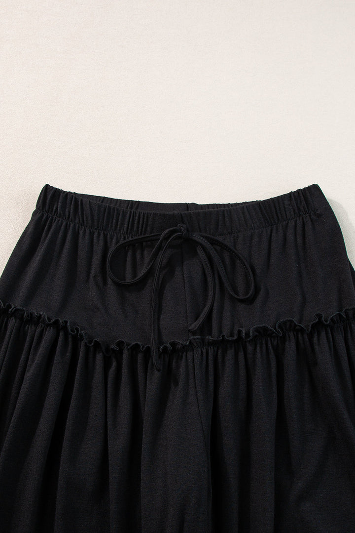 Gestrikte, Geplooide Bootcut Broek-Wijde Broeken-Calora-Zwart-S-Calora